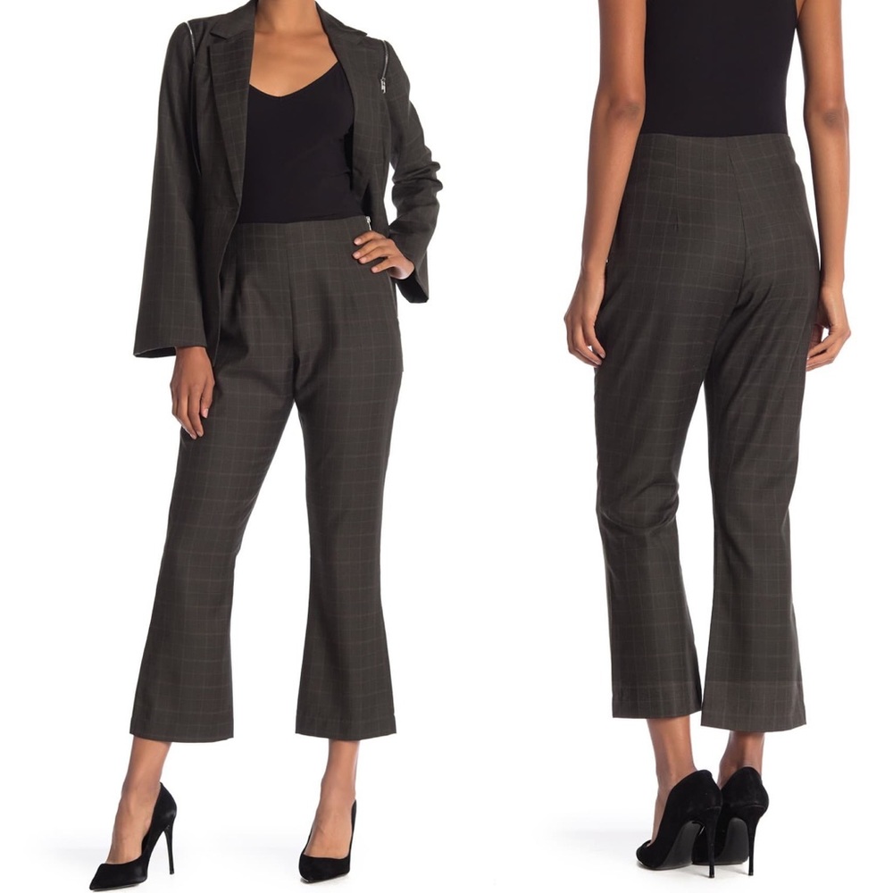 Walter Baker Patina Plaid Flare Leg Crop Pants